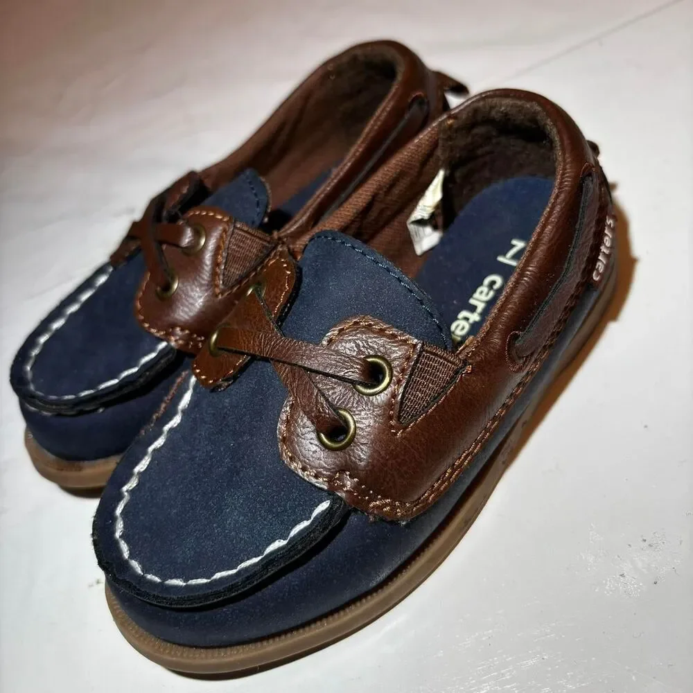 Carter-s Men's Brown and Navy Boat-shoes